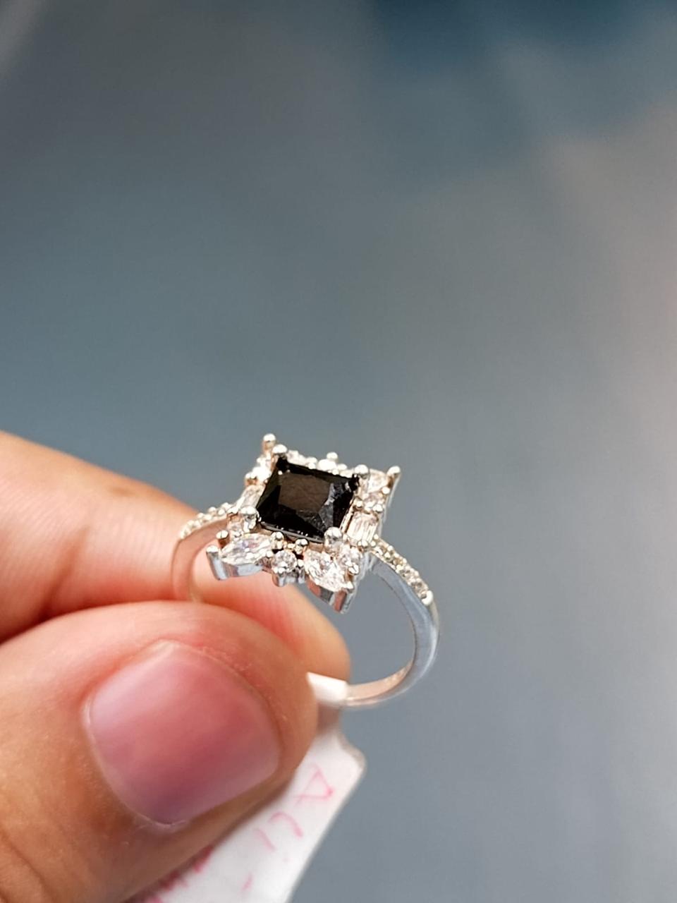 Black stone Sliver Ring