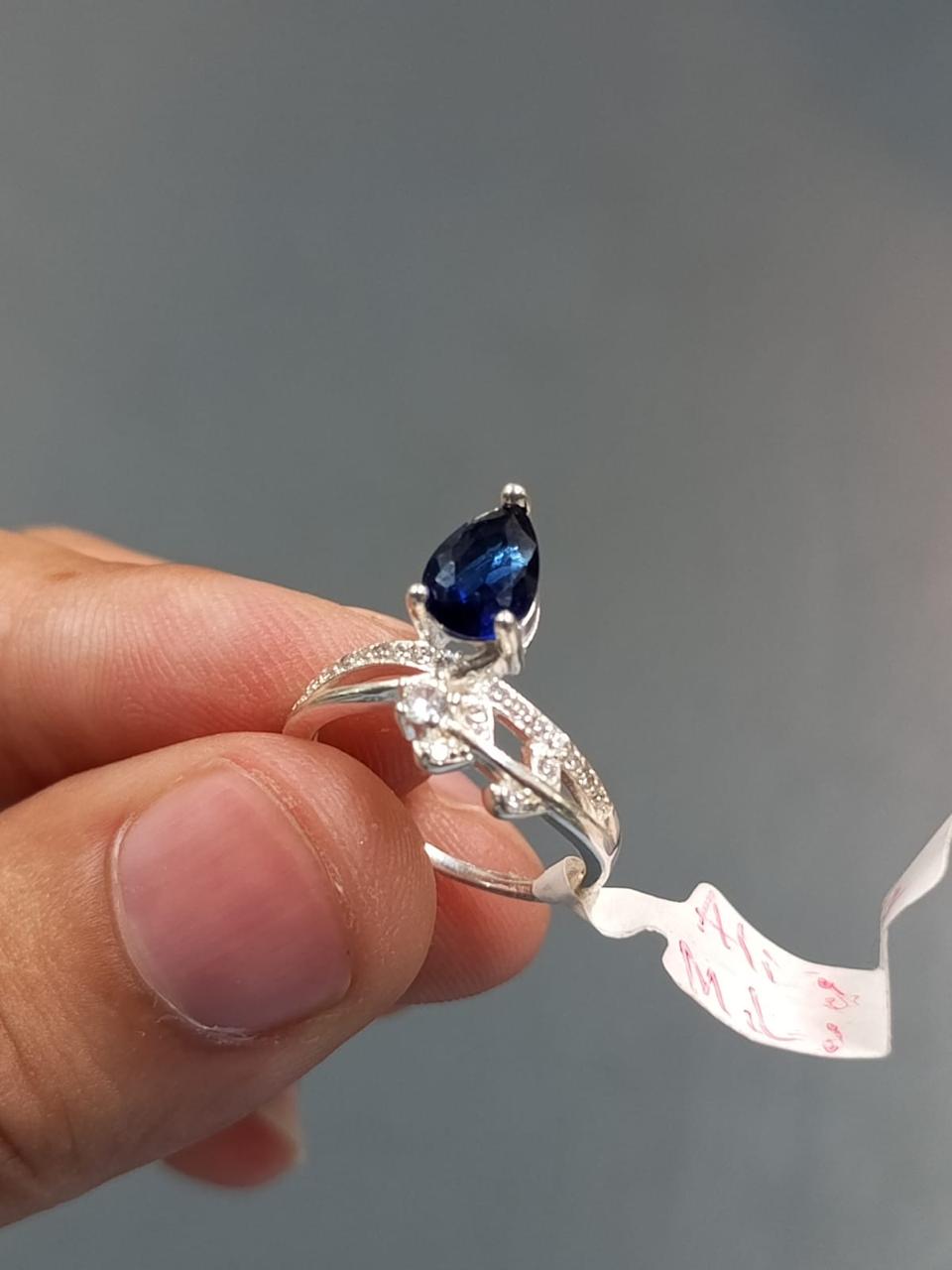 Blue sapphire Silver Stone Ring